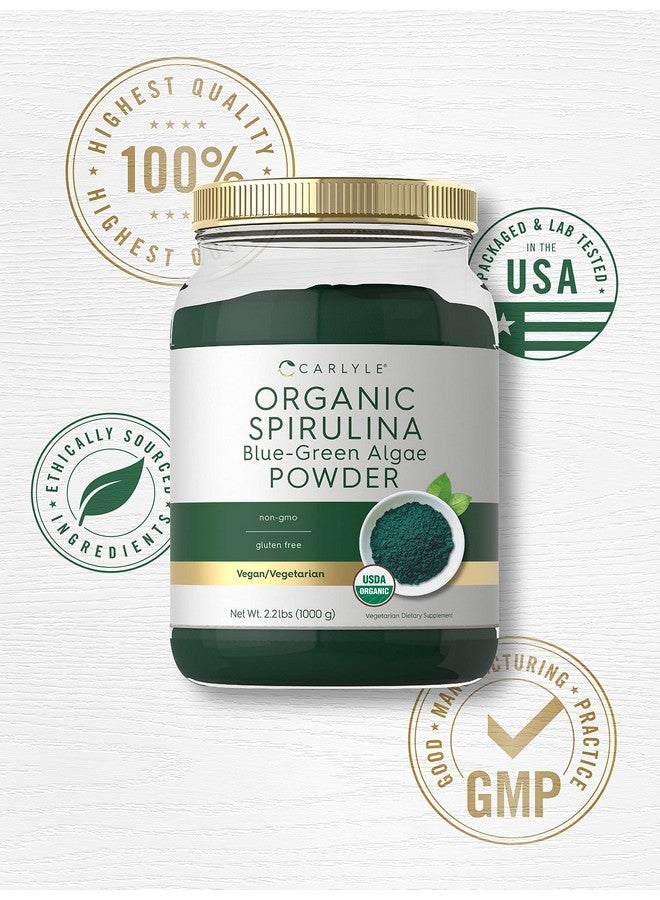 Carlyle مسحوق سبيرولينا العضوي للسموذي 2.2 رطل؛ الطحالب الزرقاء الخضراء؛ 8 جرام سبيرولينا لكل حصة؛ مكمل نباتي خالي من الكائنات المعدلة وراثيًا وخالي من الغلوتين - Image 5