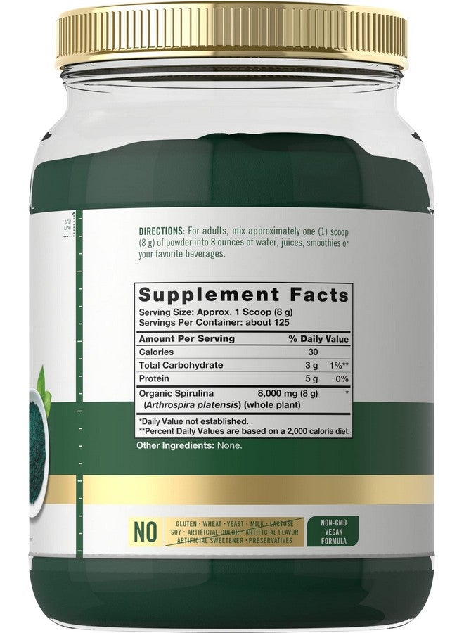 Carlyle مسحوق سبيرولينا العضوي للسموذي 2.2 رطل؛ الطحالب الزرقاء الخضراء؛ 8 جرام سبيرولينا لكل حصة؛ مكمل نباتي خالي من الكائنات المعدلة وراثيًا وخالي من الغلوتين - Image 3