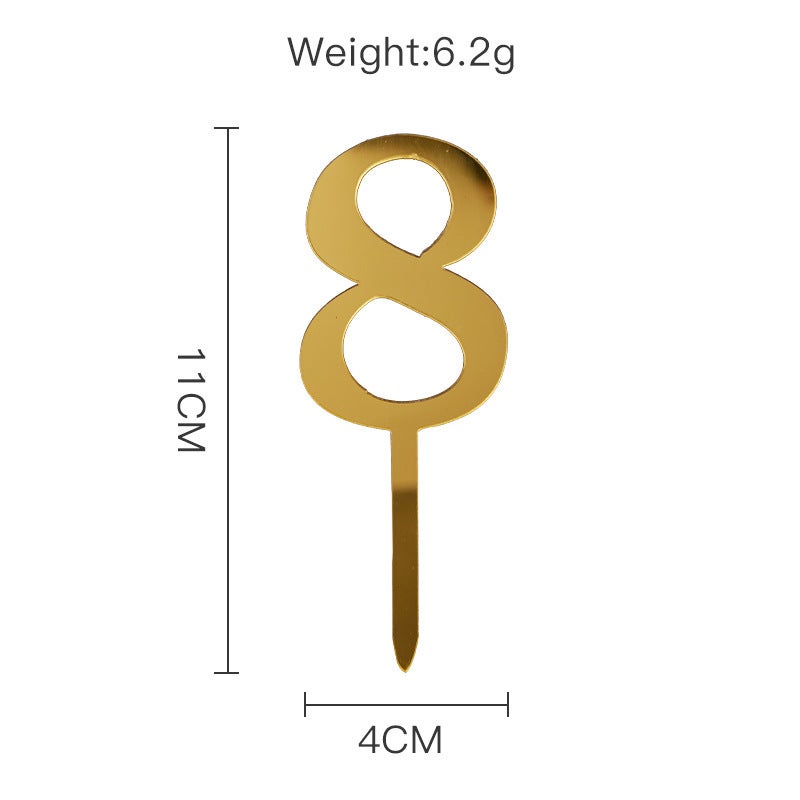 Small Number 0-9 Birthday Year Old Acrylic Cupcake Card Dessert Table Decoration Plug-In Anniversary Card - Image 5