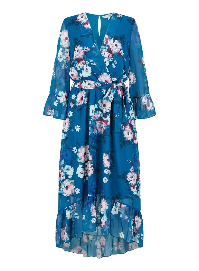 Yumi Floral Wrap Midi Dress