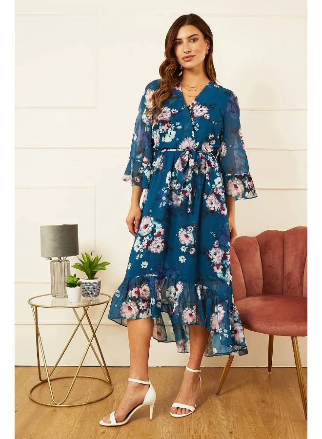 Yumi Floral Wrap Midi Dress