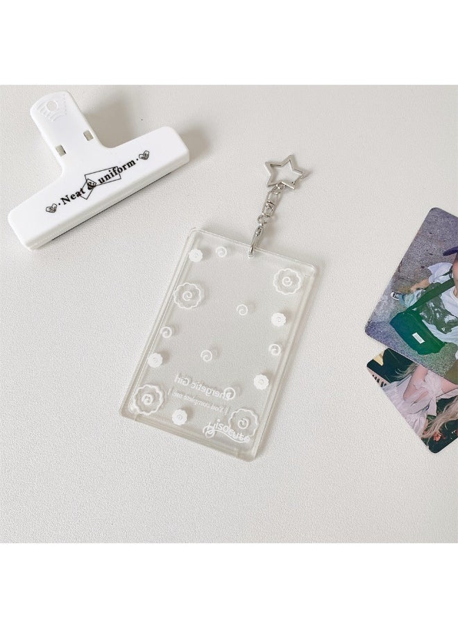 NIBEMINENT 1 - Piece Simple Transparent Acrylic Kpop Photo Card Holder Pendant Key Chain ID Badge Holder ID Card Holder Photo Card Protector for School ID Office ID Access Card for Women Girls  - Image 1