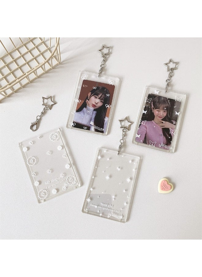 NIBEMINENT 1 - Piece Simple Transparent Acrylic Kpop Photo Card Holder Pendant Key Chain ID Badge Holder ID Card Holder Photo Card Protector for School ID Office ID Access Card for Women Girls  - Image 2