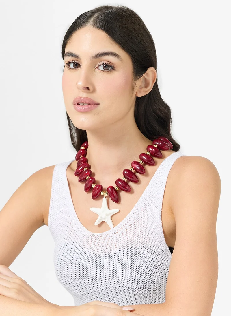 Ginger Starfish Statement Beach Necklace