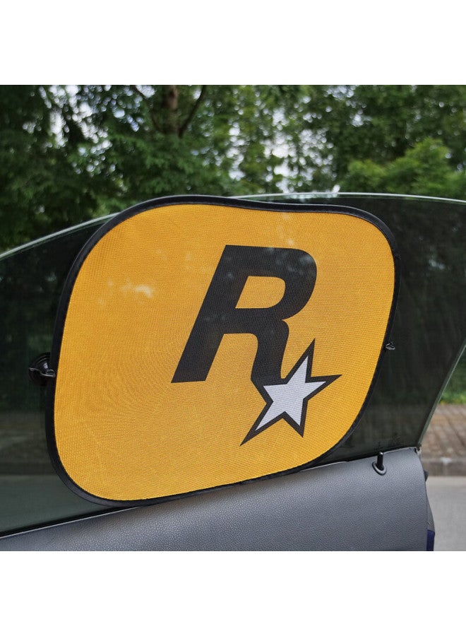 DiGallen Digalun Car Side Window Sunshade Creative Vehicle Sunshade Mesh Curtain Suction Cup Solar Side Window Sunshade Board Heat Insulation Trendy R-star Pair - Image 1