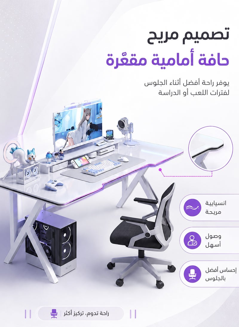 آه آه طاولة ألعاب على شكل حرف K، طاولة كمبيوتر 100 سم، طاولة مكتب كمبيوتر منزلية، سطح مكتب كبير، سهلة التجميع - Image 5