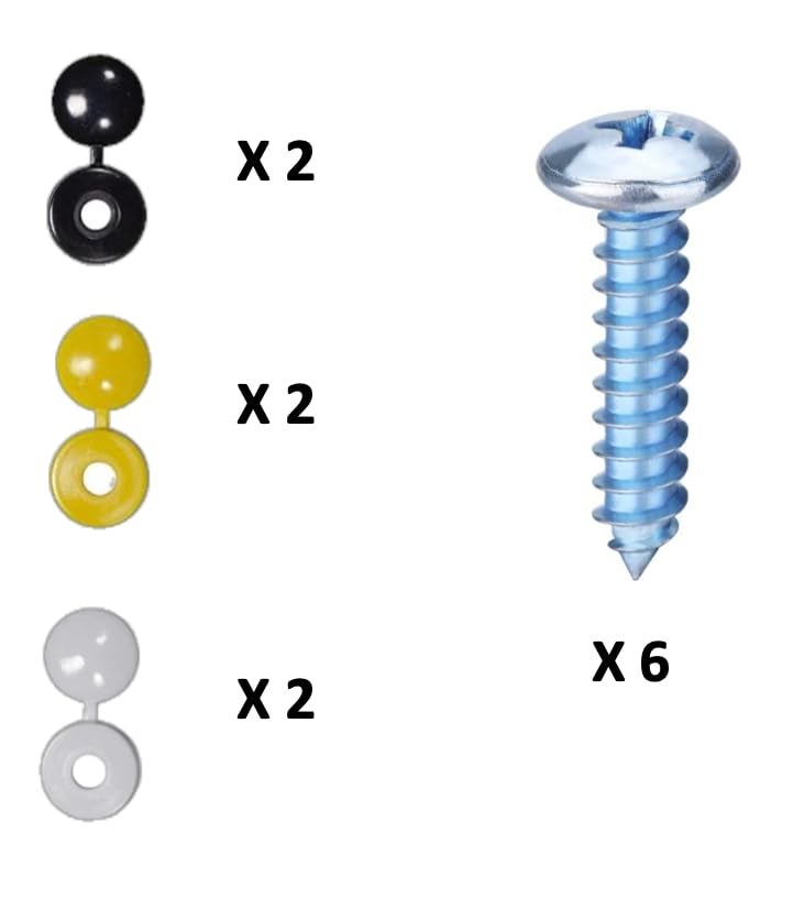 Goliath Number Plate Fixings, 6 Piece Set, Quality Hinged Caps and 19mm Screws - Image 2