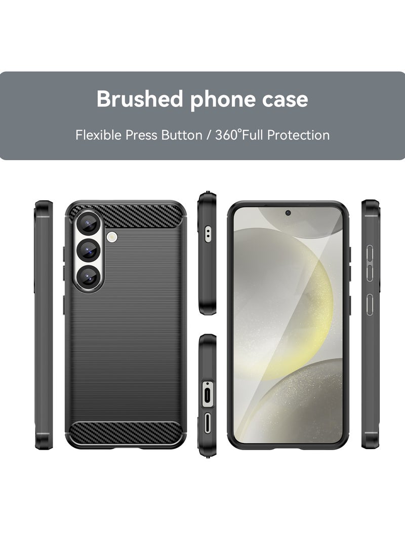 يوارب كينج غطاء هاتف رفيع مع امتصاص الصدمات، مصنوع من ألياف الكربون TPU المطاطية الواقية لهاتف Samsung Galaxy S25 5G باللون الأسود - Image 2