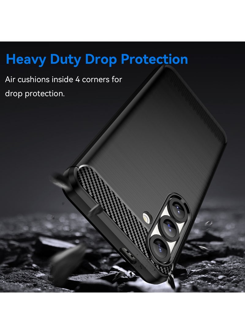 يوارب كينج غطاء هاتف رفيع مع امتصاص الصدمات، مصنوع من ألياف الكربون TPU المطاطية الواقية لهاتف Samsung Galaxy S25 5G باللون الأسود - Image 3