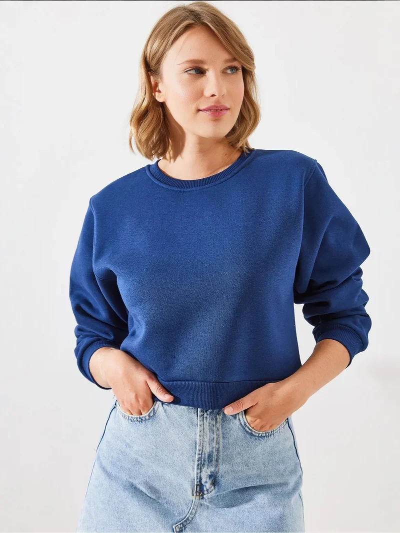 Bianco Lucci LUCCI Oversized Knitted Crew Neck Sweatshirt