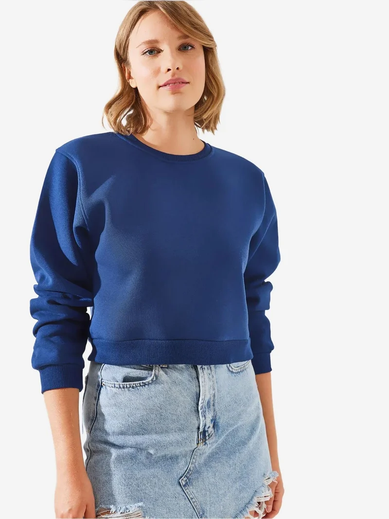 Bianco Lucci LUCCI Oversized Knitted Crew Neck Sweatshirt