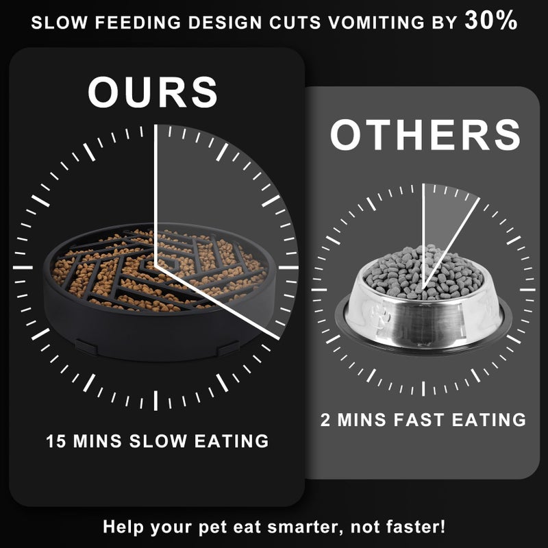 TOBYTO Slow Feeder Dog Bowls Large Medium Breed,Anti-Choking Slow Eating Dog Food Bowl,Non Slip Pet Slower Food Feeding Bowls Large Puzzle Slow Feeder Bloat Stop Maze Dog Dishes,Black - Image 4