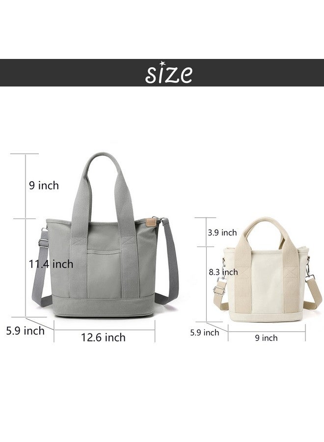 MINGRI Large Tote Bag for Women,Canvas Totes Bags with Pockets,Crossbody Purse Hobo Handbag with Zipper,Shoulder Satchel Messenger Bag with Compartments for Work,Shopping,Beach,with Long Strap,2 Sizes - Image 1