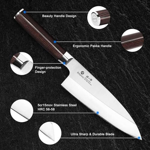 imarku 7 Inch Deba Knife,Ultra Sharp Sushi Knife,Ultimate Japanese Kitchen Knife with Stainless Steel Single Bevel,Fish Fillet Knifes for Fish Cutting with Ergonomic Wood Handle, Fathers Day - Image 5