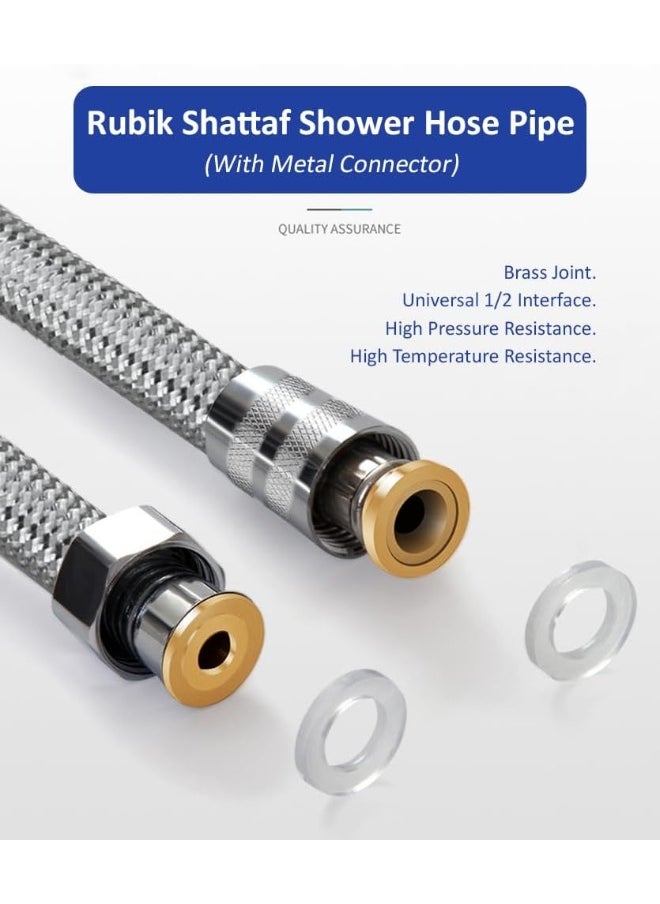 Rubik Shower Hose, 1.8 Meter Pvc Braided Shattaf Bidet Pipe With Metal Connector, High Pressure Anti-Twist Explosion-Proof For Toilet Handshower  - Image 2