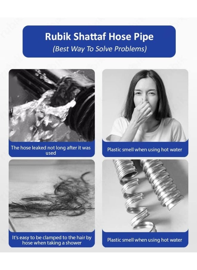 Rubik Shower Hose, 1.8 Meter Pvc Braided Shattaf Bidet Pipe With Metal Connector, High Pressure Anti-Twist Explosion-Proof For Toilet Handshower  - Image 5