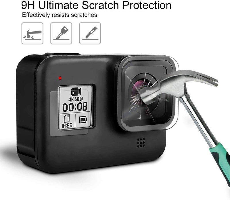 Action Pro 9H Front & Back Screen Protector Compatible with GoPro Hero 8, HD Clear, 9H Hardness Anti-Scratch, High Definition (Pack of 9) - Image 3