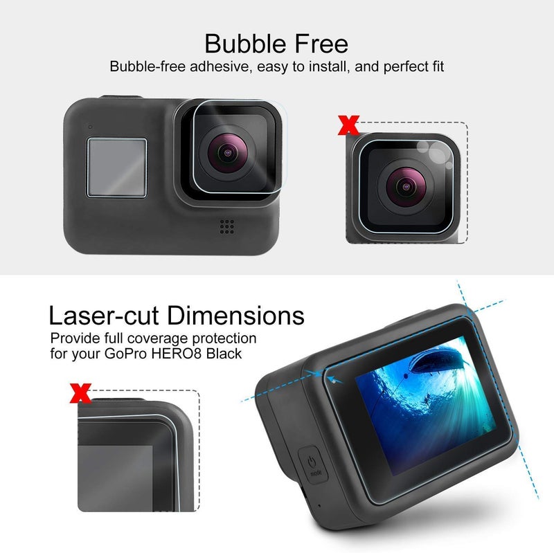 Action Pro 9H Front & Back Screen Protector Compatible with GoPro Hero 8, HD Clear, 9H Hardness Anti-Scratch, High Definition (Pack of 9) - Image 5