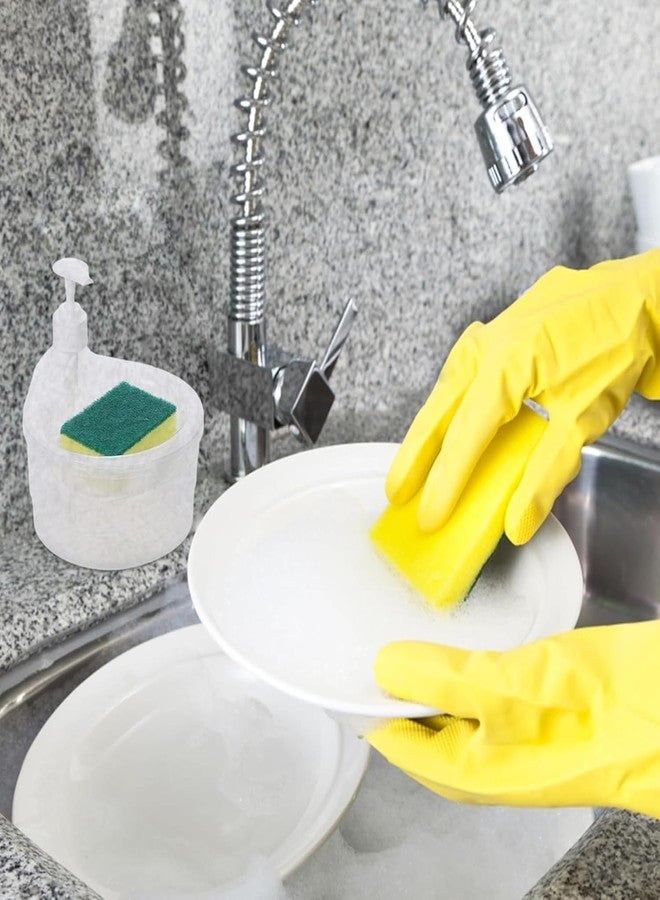 Dadhichi Zone 2 in 1 Liquid Soap Dispenser with Dish Washing Scrubber Holder Multipurpose Kitchen Sink & Bathroom Accessory Modern Cleaning Product for Home Use (Multicolor Pack of 1) - Image 3