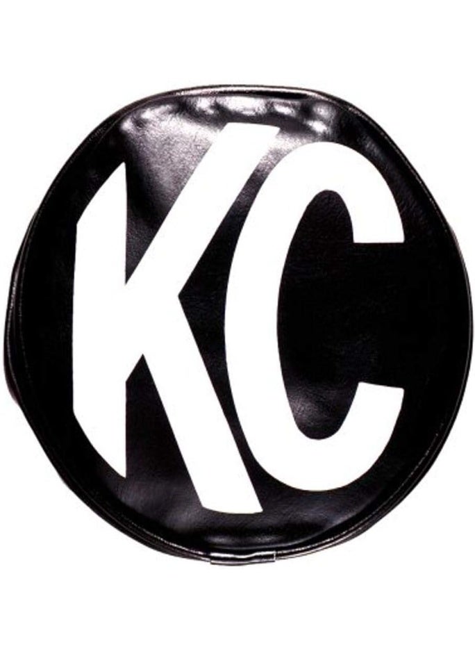 KC KC HiLiTES 5100 6" Round Black Vinyl Light Cover w/ White KC Logo - Set of 2 