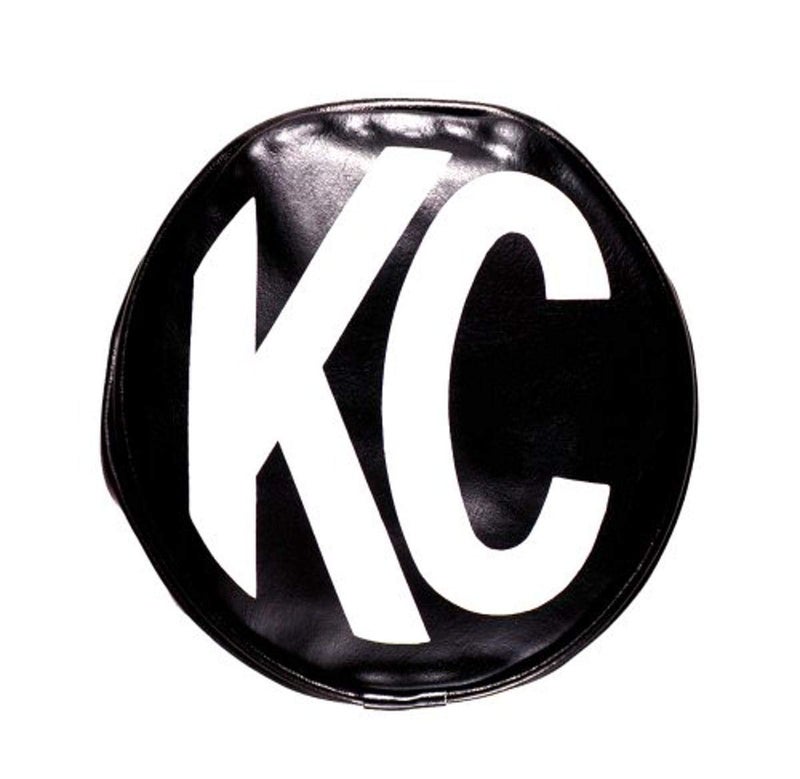 KC HiLiTES 5100 6" Round Black Vinyl Light Cover w/ White KC Logo - Set of 2