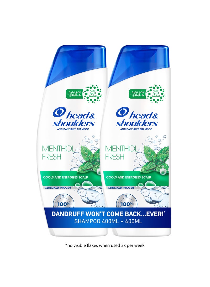 Head & Shoulders Menthol Fresh Anti-Dandruff Shampoo With Maxfoam Technology Dandruff Wont Come Back Cools And Energizes Scalp 350ml +350ml  - Image 1