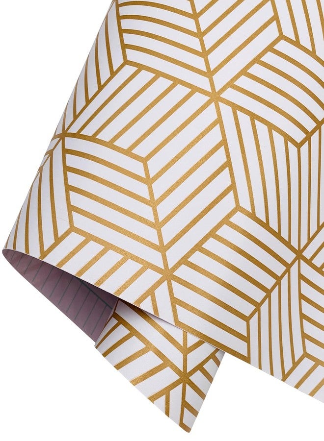 Yifasy 2 Pack Gold Geometry Drawer Liners Self-Adhesive Shelf Covering Papers Protect Furniture Countertop Surface 17.7 Inch Wide - Image 3