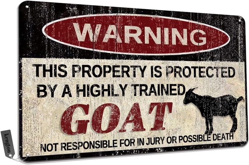 kengtou Vintage Goat Warning Metal Sign - Image 1