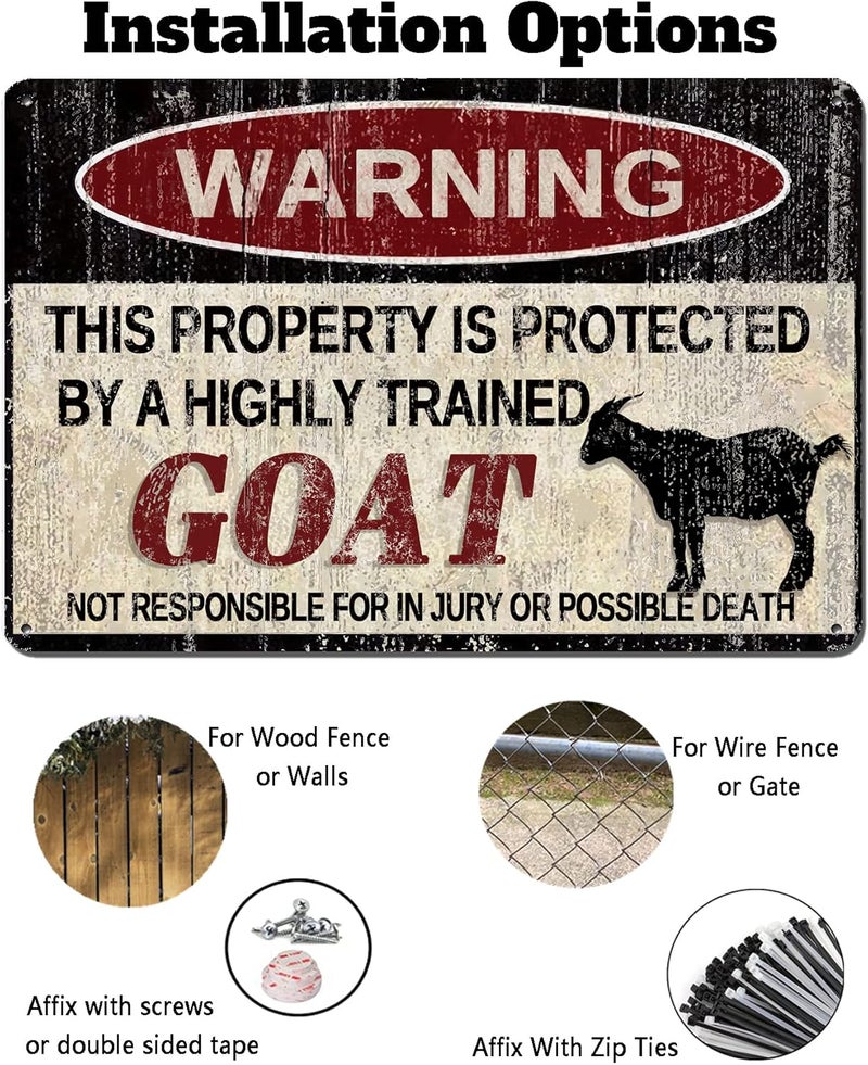 kengtou Vintage Goat Warning Metal Sign - Image 4
