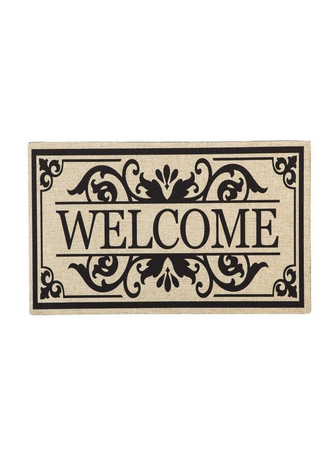 Evergreen Flag Cambridge Welcome Burlap Sassafras Switch Mat - Image 1