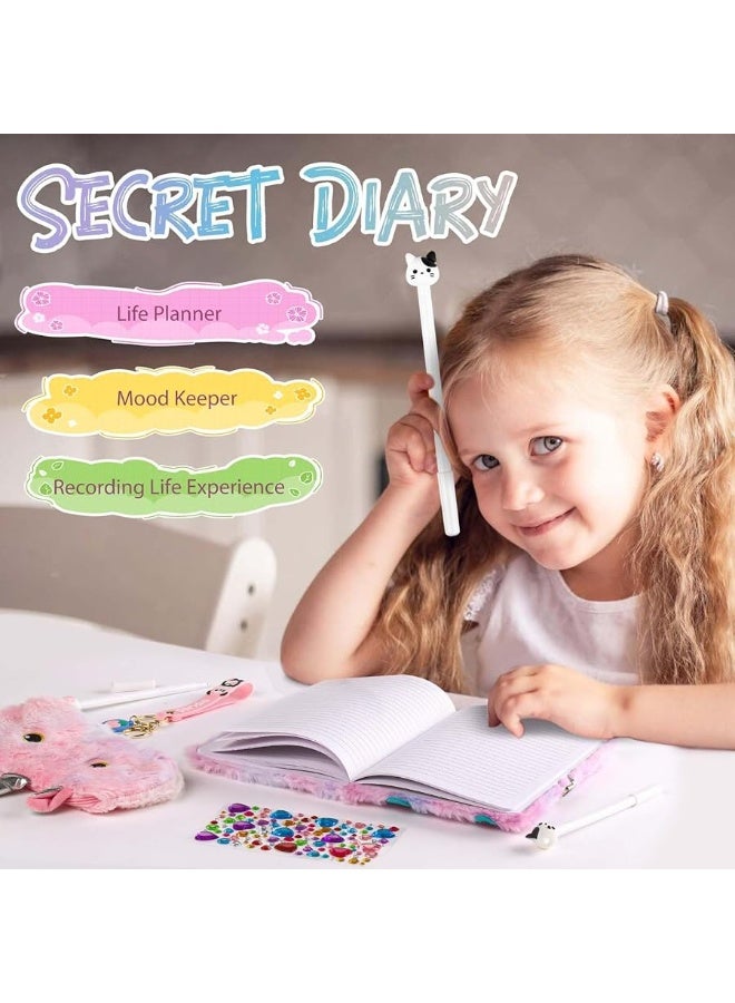 DHQH Cat Diary with Lock for Girls Halloween Gifts,Secret Journal Notebook Diary for Girls Ages 8-12,Kids Journals for Girls Christmas Gift Set,Secret Diary with Pen Pouch Panda Keychain Cat Paw Pen.  - Image 1