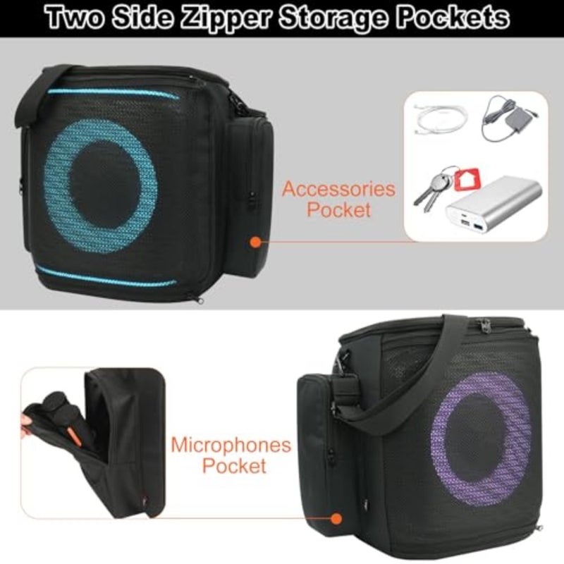 Protective Carrying Case for JBL PartyBox Encore 2, Mesh Front with Top Back Access - Shoulder Strap Side Pockets for Microphones, Cables - Image 4