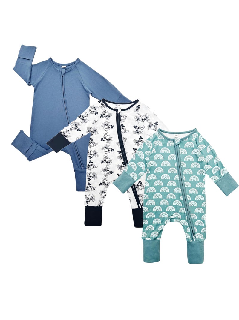 Bow Dream Baby Boy Romper Jumpsuit Bamboo Rayon Baby girl Clothes Baby Romper Clothing Newborn-24 Months Dusty Blue Rainbow Cartoon Mouse 18-24 Months - Image 1