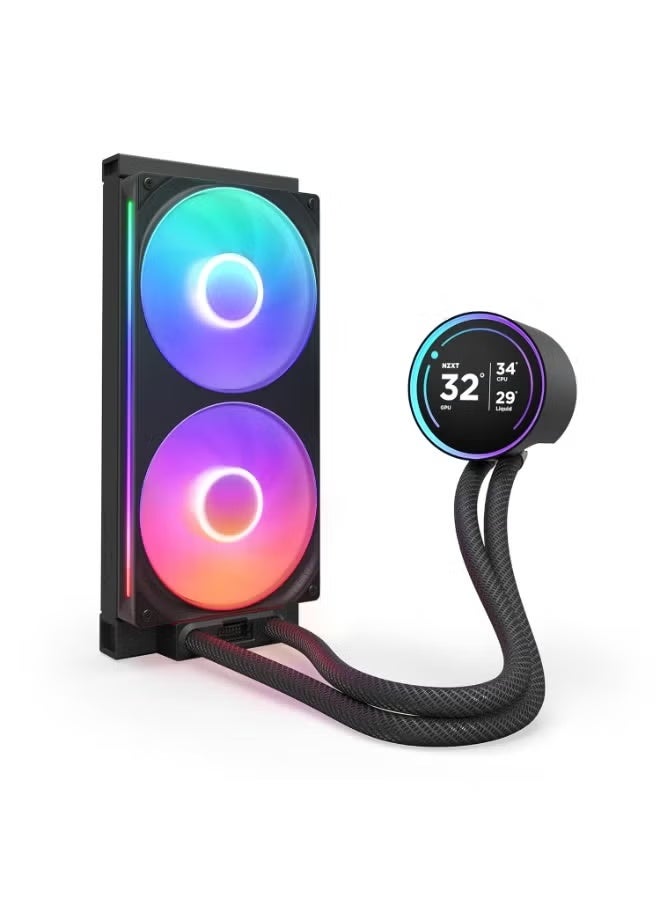 NZXT Kraken Elite 280 RGB 280mm AIO Liquid CPU Cooler, 2.72" IPS LCD Display, 2x 140mm RGB Fans, Asetek 7th Gen Pump, LGA 1700/1200/115x, AM5/AM4, 400mm Sleeved Tubing, CAM Software, Black | RL-KR28E-B2 - Image 1