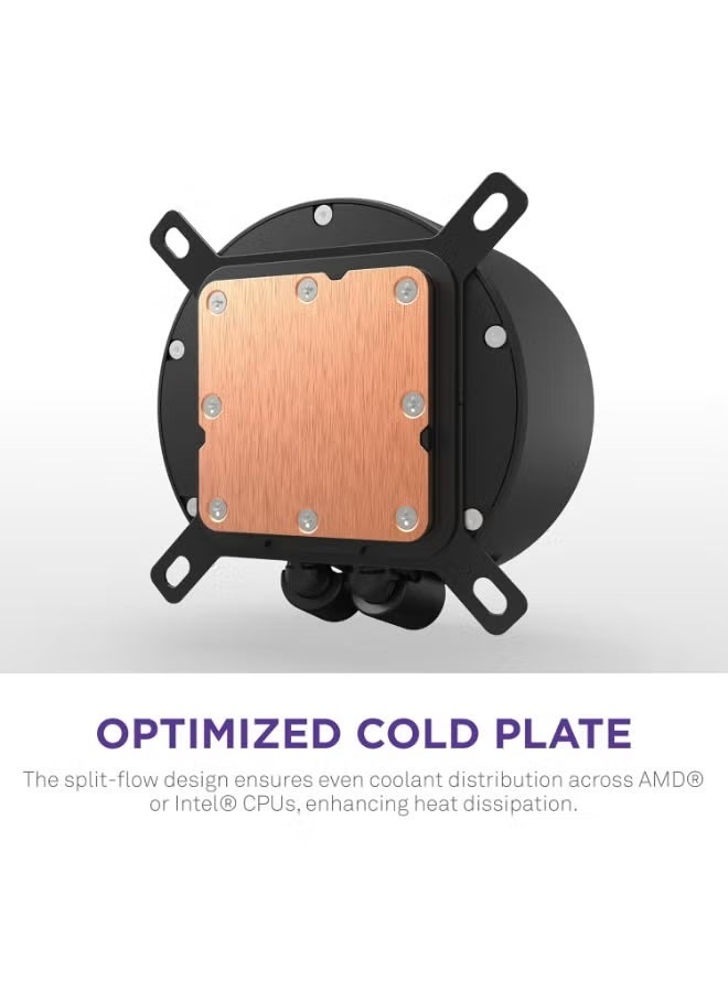 NZXT Kraken Elite 280 RGB 280mm AIO Liquid CPU Cooler, 2.72" IPS LCD Display, 2x 140mm RGB Fans, Asetek 7th Gen Pump, LGA 1700/1200/115x, AM5/AM4, 400mm Sleeved Tubing, CAM Software, Black | RL-KR28E-B2 - Image 3