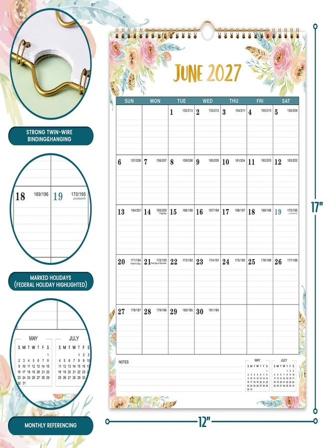 Coboll 2026-2027 Calendar - 2026-2027 Wall Calendar Vertical, July 2026 - December 2027, 12" x 17", Large Calendars 2027 with Julian Dates, Twin-Wire Binding - Image 4