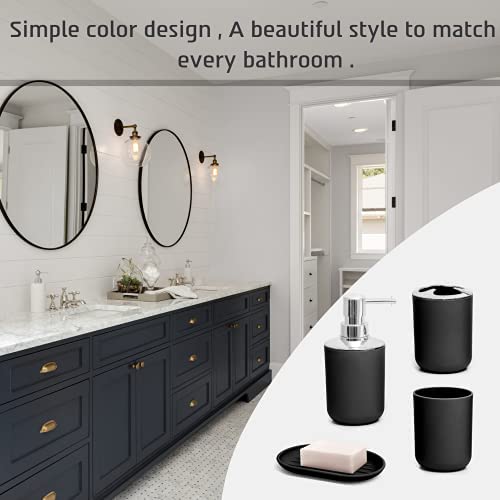 Moss & Stone Moss Stone 6 pcs Bathroom Accessories Set Includes Soap Dispenser Toothbrush Holder Toothbrush Cup Soap Dish A Complete Decor Black Set - Image 5