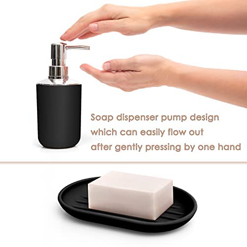 Moss & Stone Moss Stone 6 pcs Bathroom Accessories Set Includes Soap Dispenser Toothbrush Holder Toothbrush Cup Soap Dish A Complete Decor Black Set - Image 3