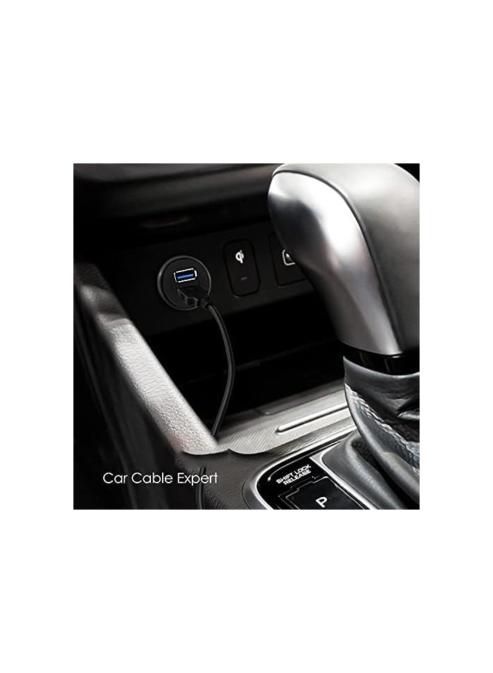 Green Tiger 2 Ports Dual USB 3.0 Male to USB 3.0 Female AUX Flush Mount Car Mount Extension Cable for Car Truck Boat Motorcycle Dashboard Panel 1ft - Image 5