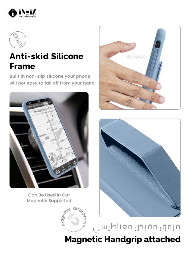 إينيكس جراب حماية 3 في 1 مغناطيسي ذو مسند للهاتف وسوار لأصابع اليد لهاتف هواوي ميت 40 برو ازرق سماوي - Image 4
