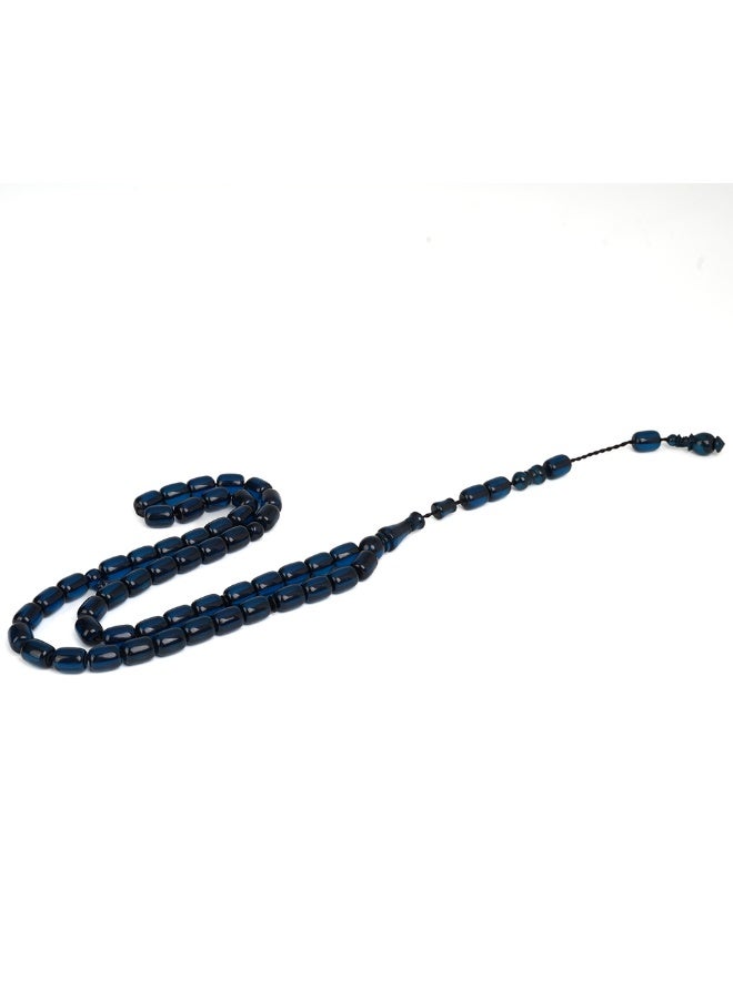 R.S Polish Amber Dust Prayer Beads, Barrel Shape, 51 Blue Beads - Image 3