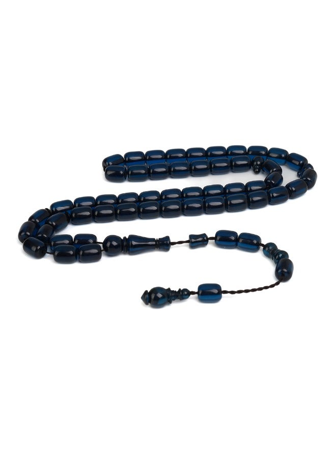 R.S Polish Amber Dust Prayer Beads, Barrel Shape, 51 Blue Beads - Image 1