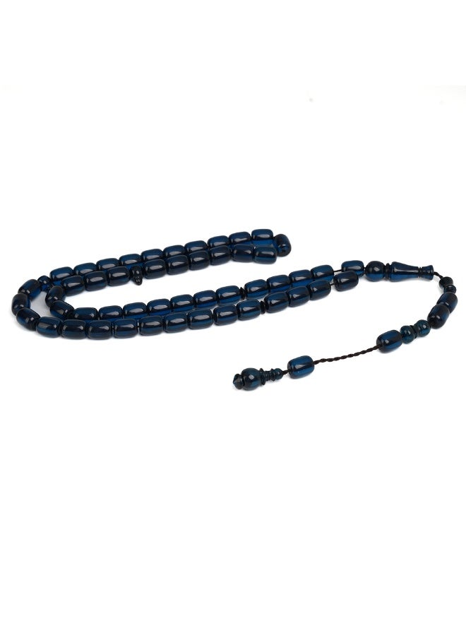 R.S Polish Amber Dust Prayer Beads, Barrel Shape, 51 Blue Beads - Image 4