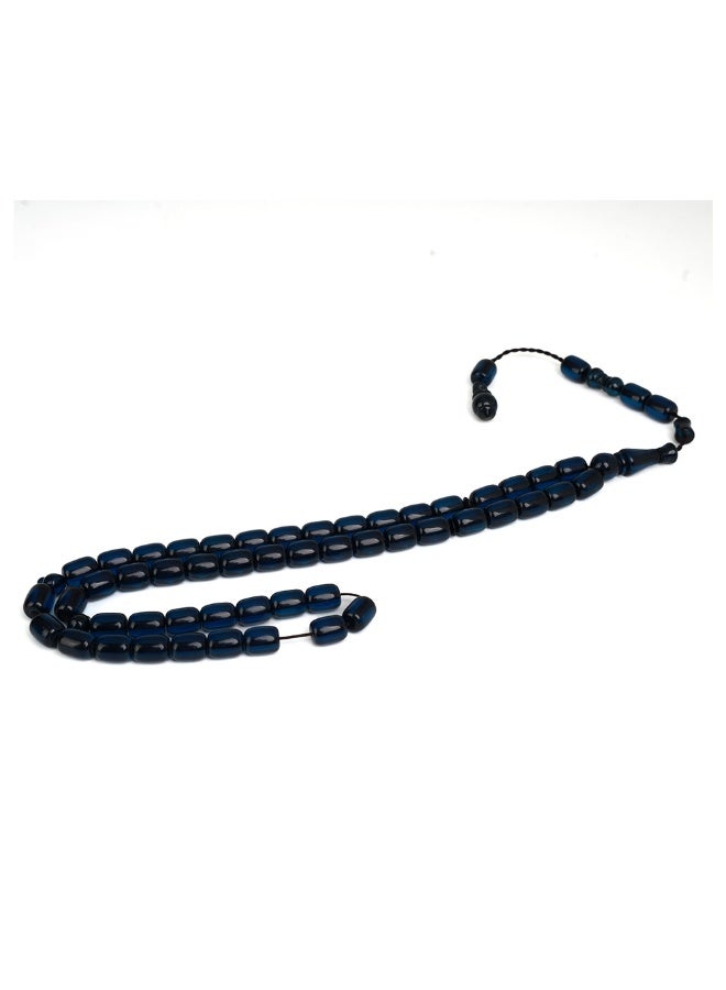 R.S Polish Amber Dust Prayer Beads, Barrel Shape, 51 Blue Beads - Image 5