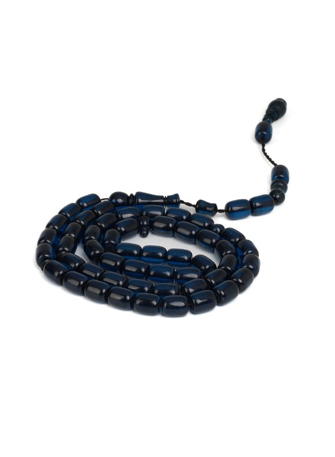 R.S Polish Amber Dust Prayer Beads, Barrel Shape, 51 Blue Beads - Image 2