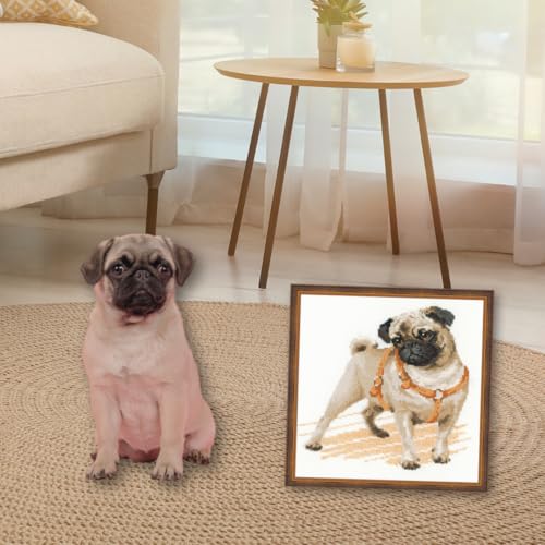 RIOLIS - Pug Dog 1176, Dogs Cross Stitch Kits 9,84" x 9,84", Counted Cross Stitch Kits, Counted Cross Stitch Kits for Beginners & Advanced, Cross Stitching Kits for Adults, Dog Embroidery Kit - Image 3