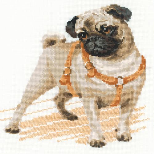 RIOLIS - Pug Dog 1176, Dogs Cross Stitch Kits 9,84" x 9,84", Counted Cross Stitch Kits, Counted Cross Stitch Kits for Beginners & Advanced, Cross Stitching Kits for Adults, Dog Embroidery Kit - Image 2