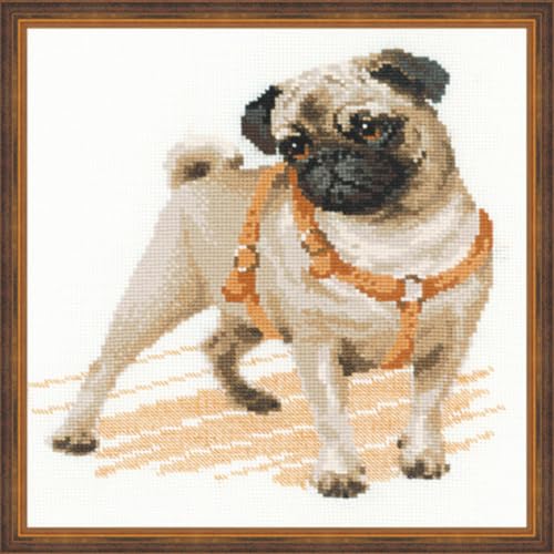 RIOLIS - Pug Dog 1176, Dogs Cross Stitch Kits 9,84" x 9,84", Counted Cross Stitch Kits, Counted Cross Stitch Kits for Beginners & Advanced, Cross Stitching Kits for Adults, Dog Embroidery Kit - Image 5