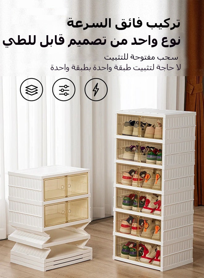 Generic Three-layer large-capacity foldable shoe rack, easy to assemble, with magnetic door, 3 layers - can hold 6 pairs of shoes.  - Image 3