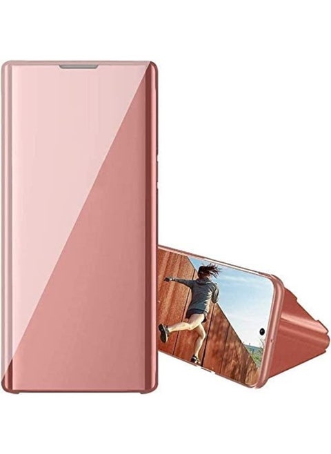 For Samsung Galaxy Note 20 Clear View Flip Case , Without Sensor , Stand Watching Position , Mirror Full Protection Cover Compatible With Samsung Galaxy Note 20 (6.7") (Rose)